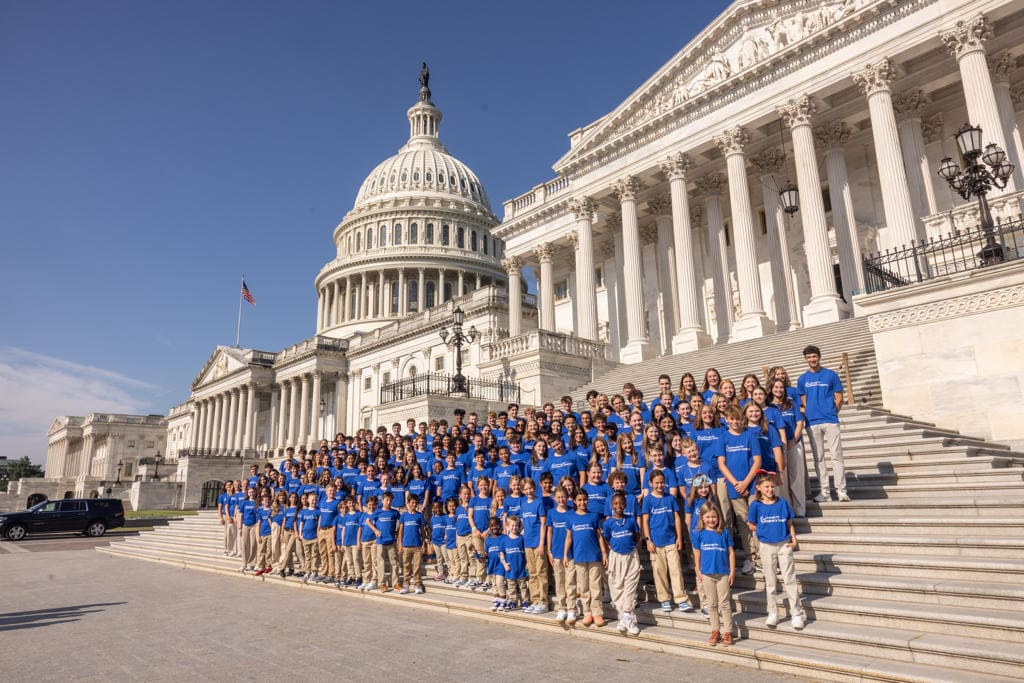 Breakthrough T1D Children's Congress Delegates gathered on the steps of the US Capitol in Washington D.C.